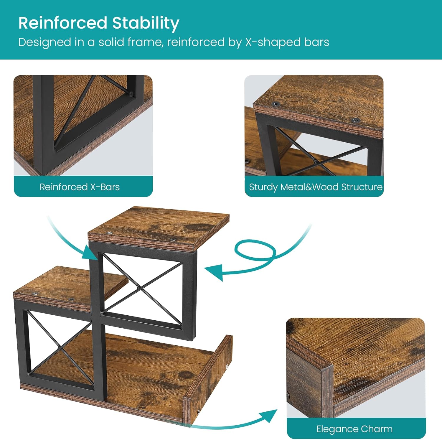 Wood Desktop Organizer Small Bookshelf 3 Tier Storage Shelf Riser Display Stand for Office Dector detail