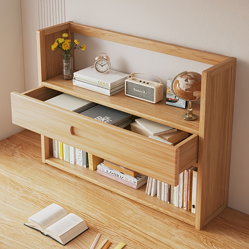 Modern Bamboo Desktop Bookshelf Multi-Level Office Storage Rack for Bedroom and Home Use Simple Design product view
