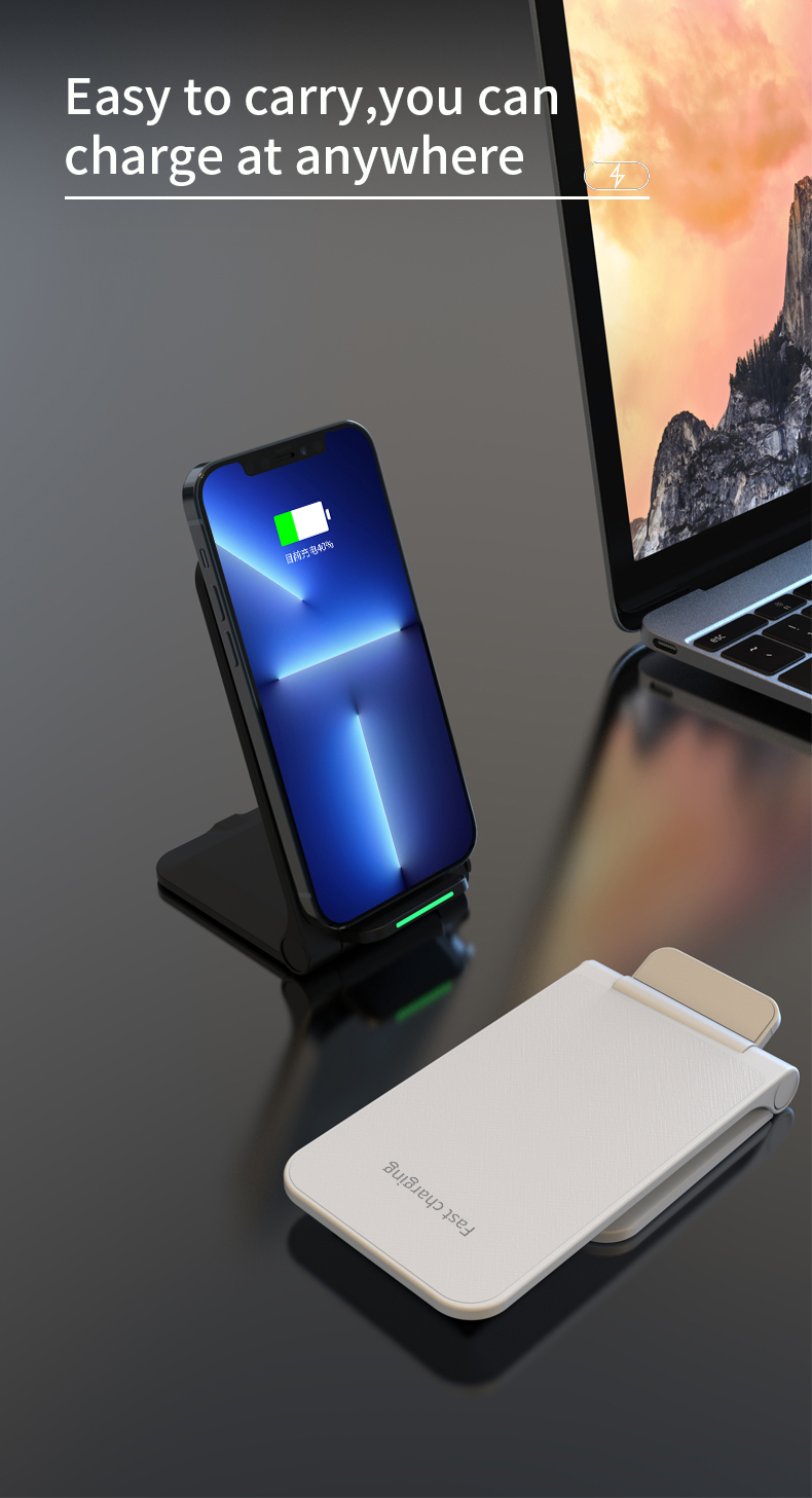 Foldable Wireless Charger Stand 15W Desktop Wireless Charger With Stand Function Wireless Charger Pad Fast Charging detail
