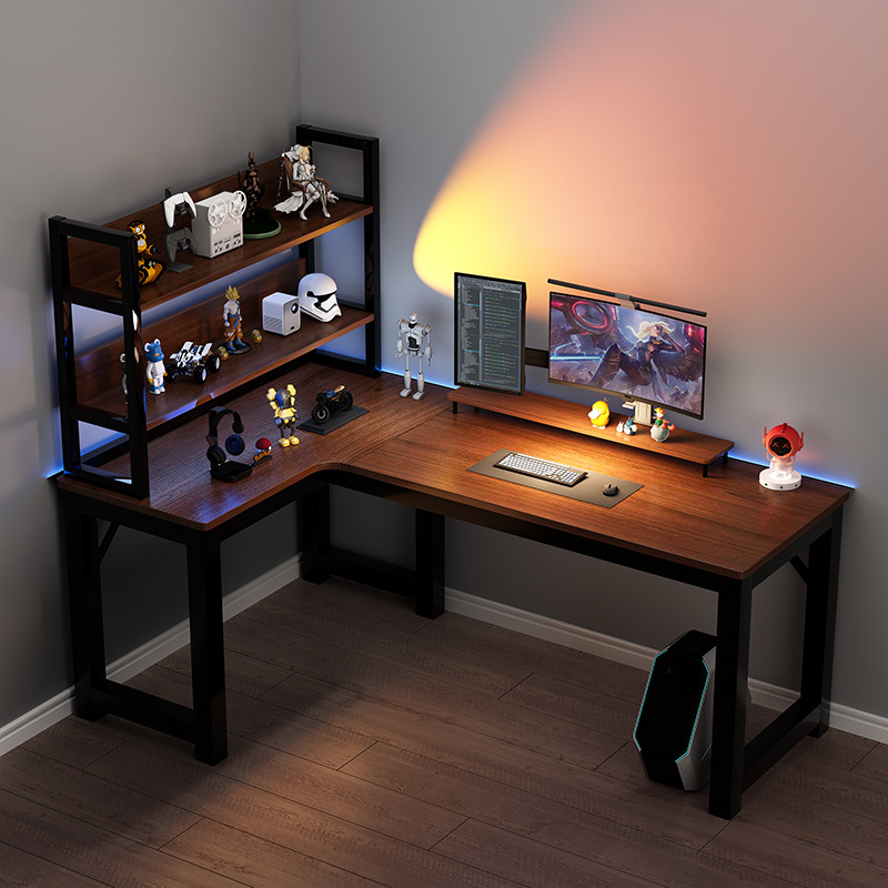 Professional Corner E-Sports Computer Desktop Home Bookshelf Combination for Bedroom/Office with Game Desk product view