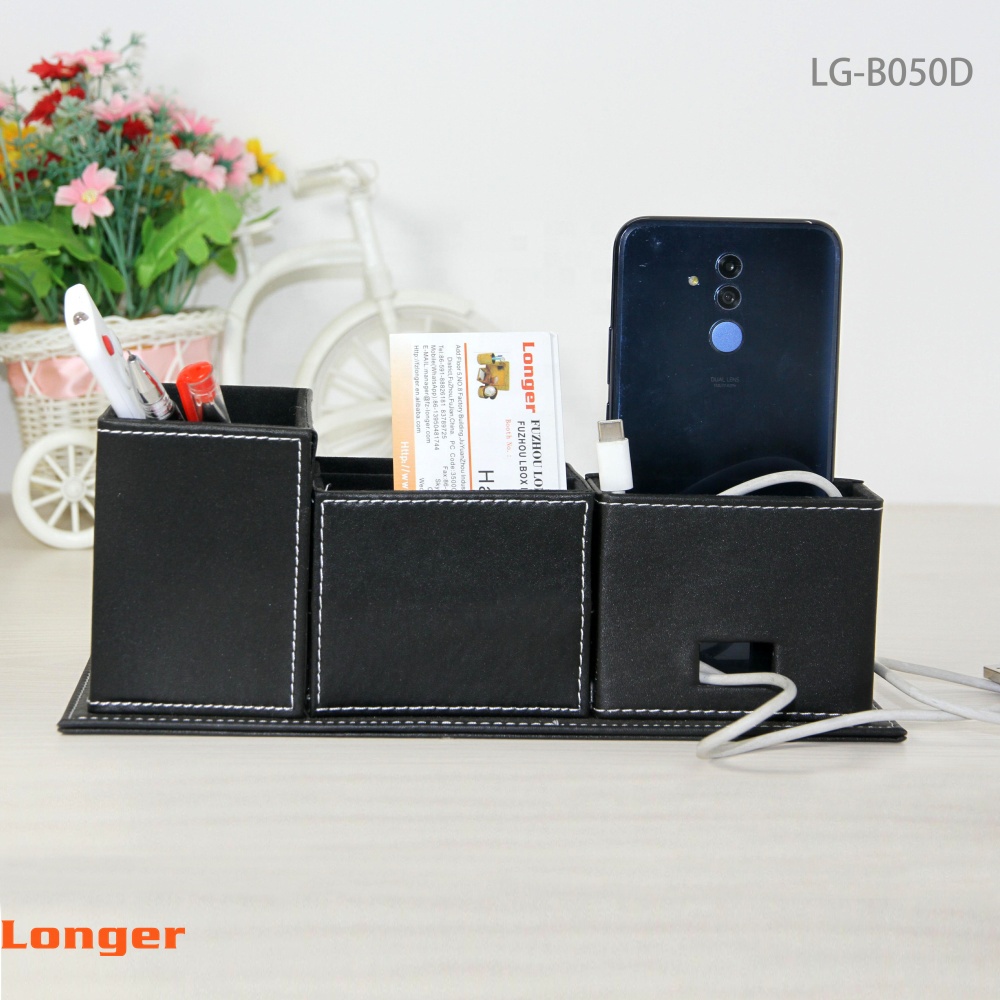 LG- B050 Premium PU Leather Multifunction Desktop Organizer Built-in Pen Holder Custom Branding Available for Office Home Use detail