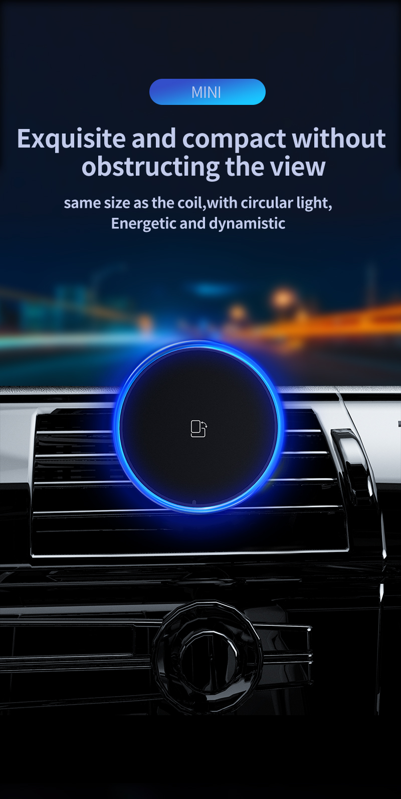 15W Fast Magnetic Wireless Car Charger Mount RGB Light 360° Rotation Air Vent Phone Holder for iPhone 17 16 15 14 Wholesale detail