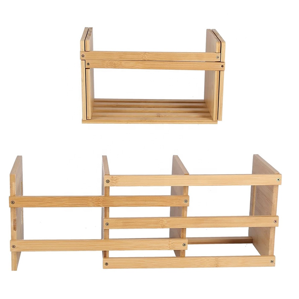 Customized Cheap Natural Bamboo Living Room Corner Expandable Modern Minimalist Bookshelf Storage Rack product view