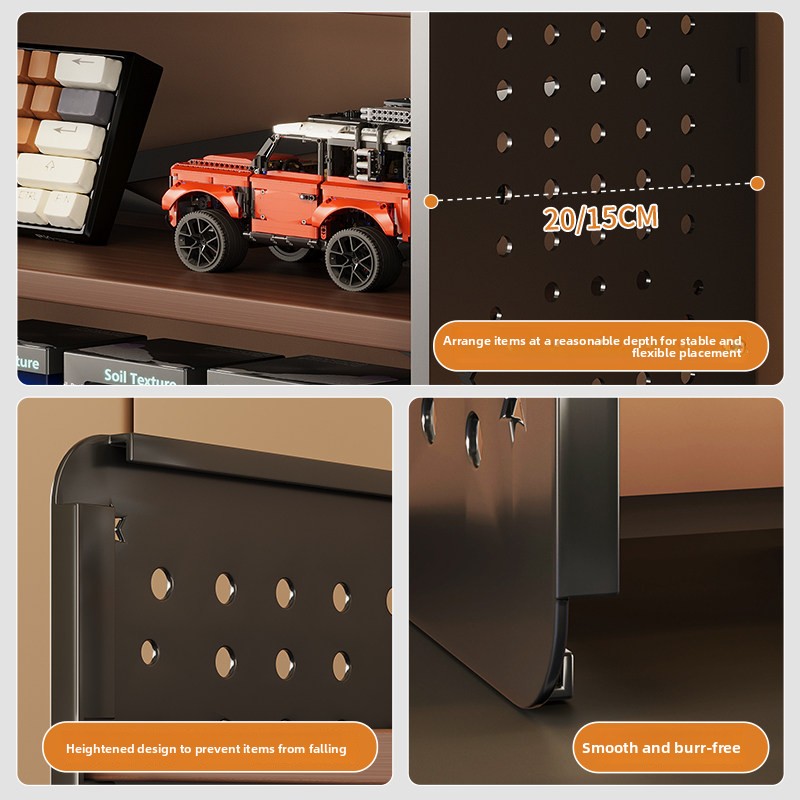 Durable Desktop Shelf Table DIY Pegboard Bookshelf Computer Desk Multi-Layer Storage Rack Office Display Rack Precious Metals product view