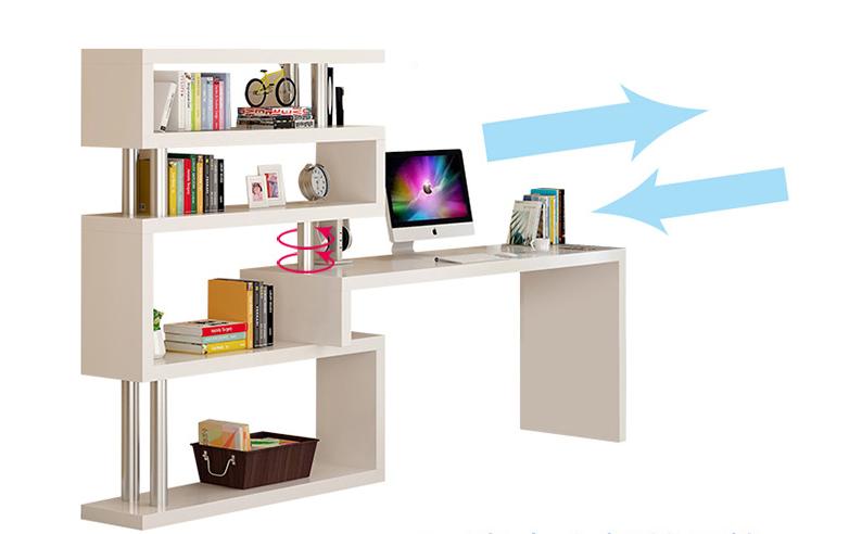Modern Design Corner Bookshelf and Bookcase Integrated Desktop Computer and Student Writing Desk for Household Use product view