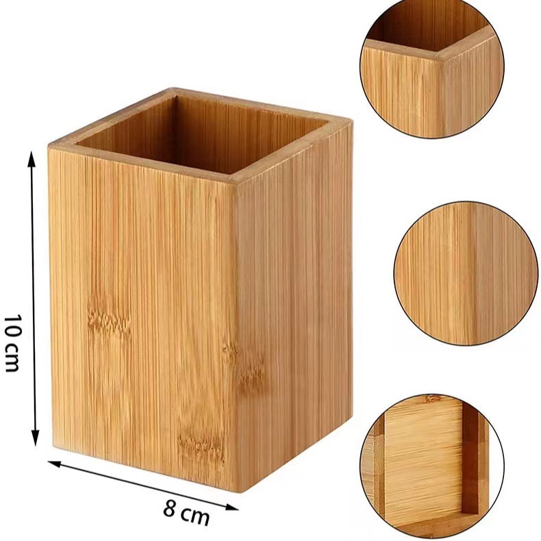 Office Supplies Student Multi-Purpose Natural Bamboo Stationery Storage Box Pen Holder Dimensional Tolerance 1mm Weight detail