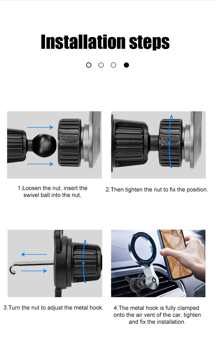 Universal Magnetic Car Mount Aluminium Alloy Phone Stand Compatible with Mobile Air Vent Car Holder Portable detail