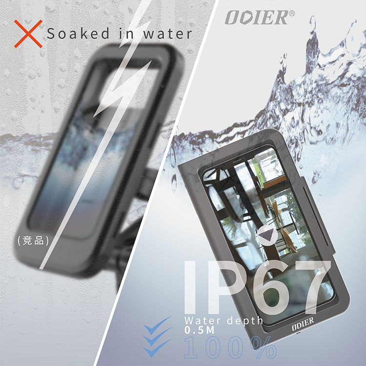 ODIER ODM Portable ABS Phone Holder Waterproof Motorbike Car Cellphone Stand Electric Motor Bicycles Compatible Box Packaging detail