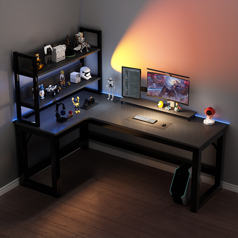 Professional Corner E-Sports Computer Desktop Home Bookshelf Combination for Bedroom/Office with Game Desk product view