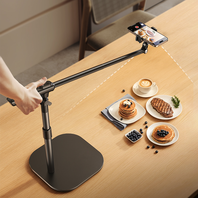 ZHIQING F7 Carbon Steel Aluminum Tabletop Shooting Bracket, Foldable Overhead Phone Stand with Remote for Calligraphy Recording product view