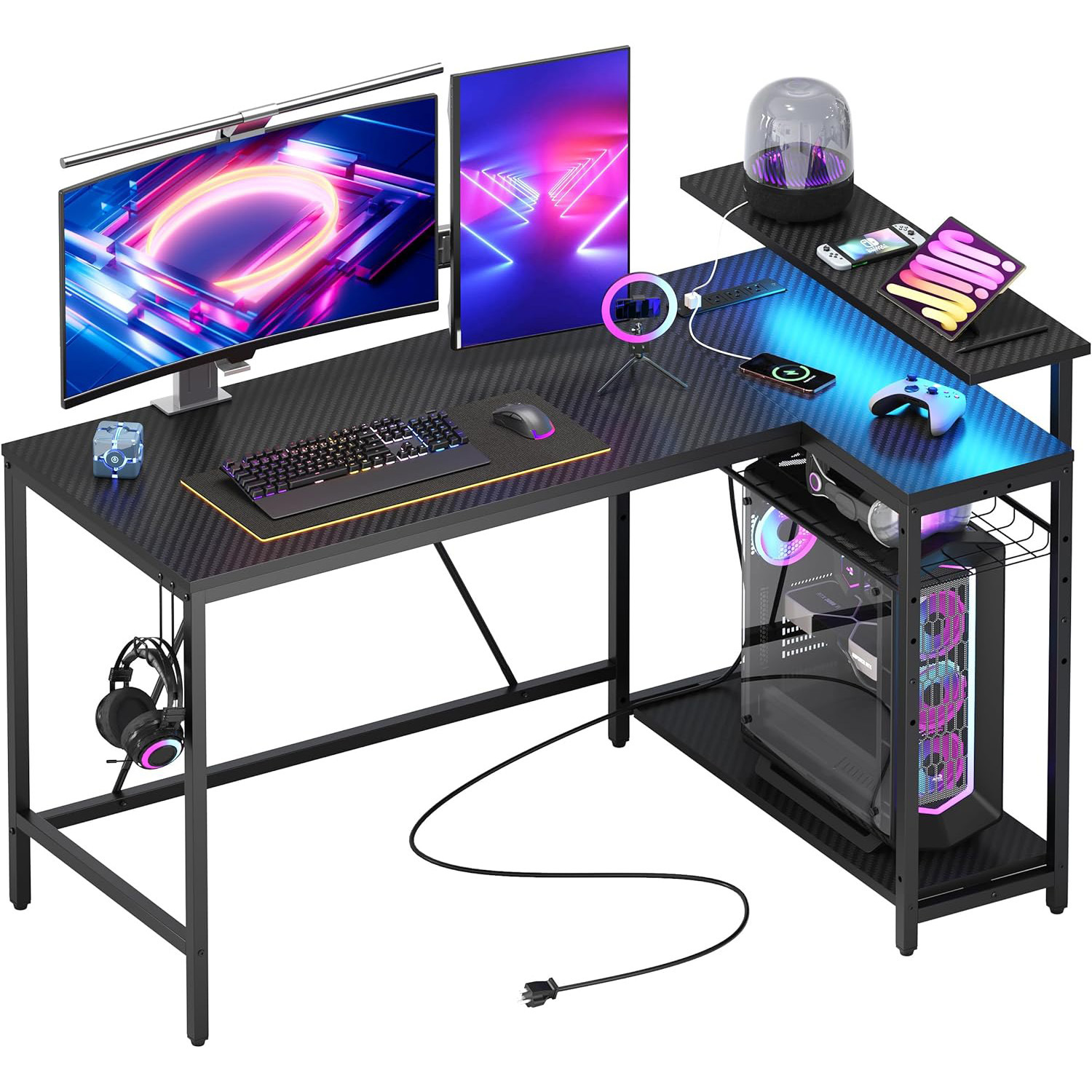 Integrated Office Corner L-Shaped E-Sports Desk Double Bookshelf Desktop with Metal Bookshelf for Household Use detail
