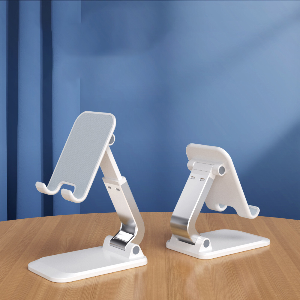 Adjustable ABS+Aluminum Alloy Phone Stand with Non-Slip Base Silicone Pad Compatible All Phones Tablets Desk Use
