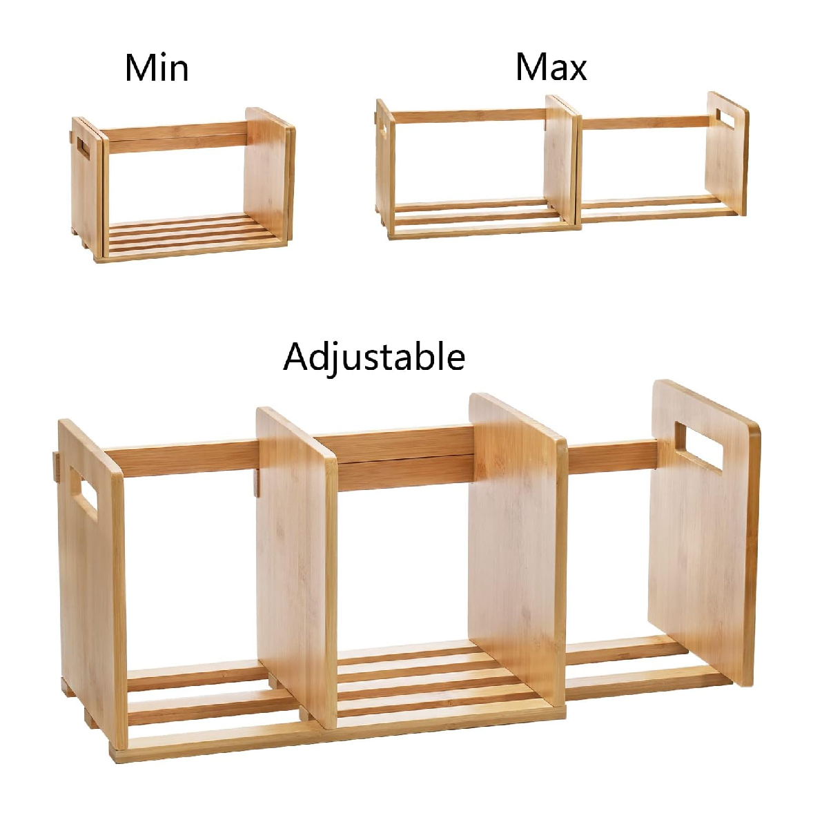 Bamboo Desktop Bookshelf Expandable Desktop Organizer Small Display Shelf Book Rack for Office Supplies Home Tabletop detail