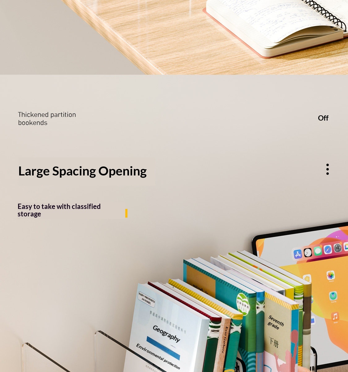 Desktop Bookshelf Transparent PET Simple Rectangle Student Desk Storage Rack Office Dormitory File Storage Made in China detail
