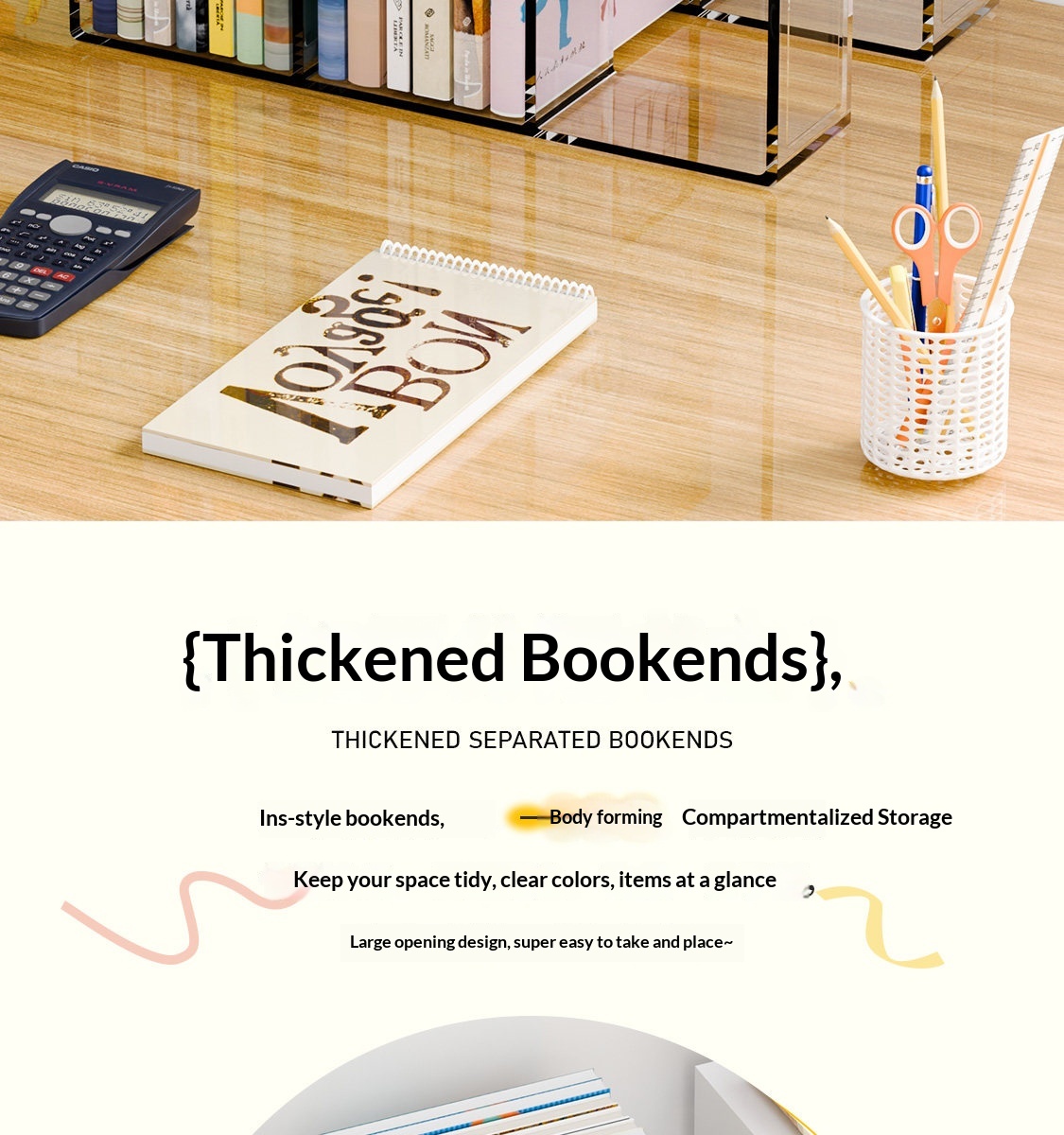 Desktop Bookshelf Transparent PET Simple Rectangle Student Desk Storage Rack Office Dormitory File Storage Made in China detail