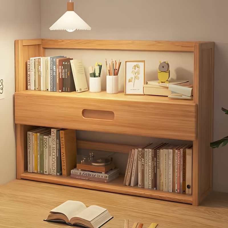 Modern Bamboo Desktop Bookshelf Multi-Level Office Storage Rack for Bedroom and Home Use Simple Design