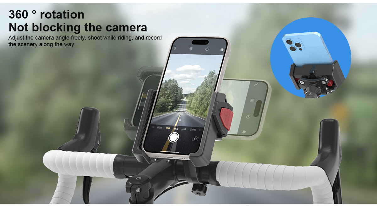 Portable 360 Degree Rotatable Phone Stand Flexible ABS Mobile Holder One-Key Release Compatible Big Size Phone Sports Motorbike detail