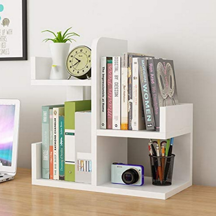 Countertop Display Shelf Office Storage Rack Wood Desktop Bookshelf Desktop Organizer detail