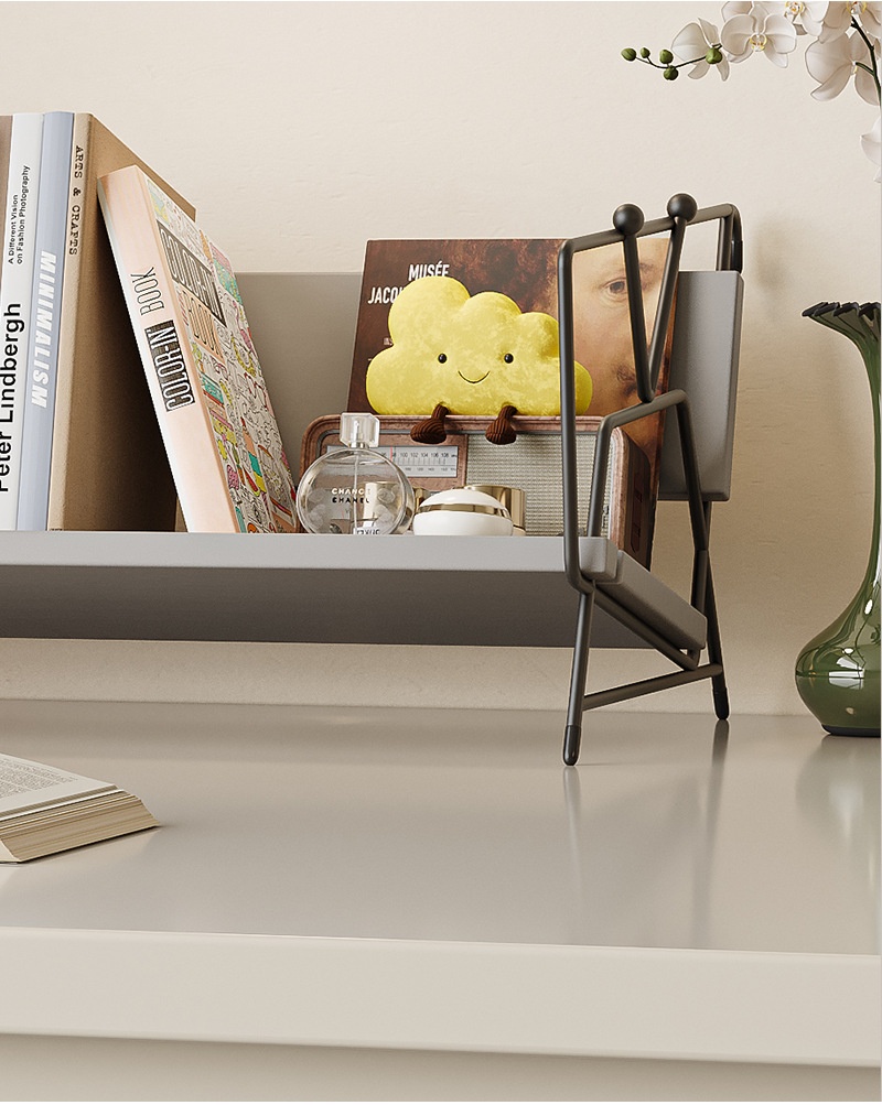 American Style Steel Desktop Bookshelf Student Dormitory Desk Storage Rack Office Desk Organizer Bookcase Display Home Furniture detail