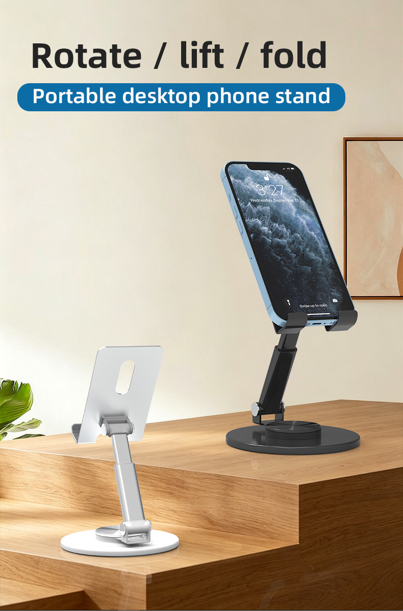 Anti-slip Foldable Aluminium Alloy Desk Phone Stand Tablet Holder Mobile Phone Holders with Adjustable Height detail