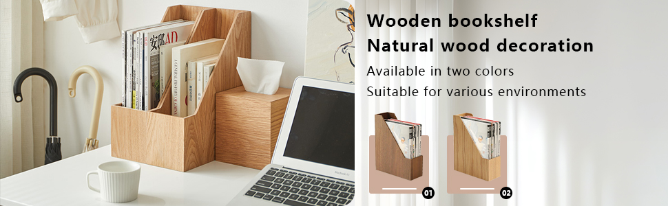 Natural Wooden Bookshelf Home Office Sturdy High-Capacity Storage Shelf Durable Modern Design Tabletop Mount 1-Tier detail