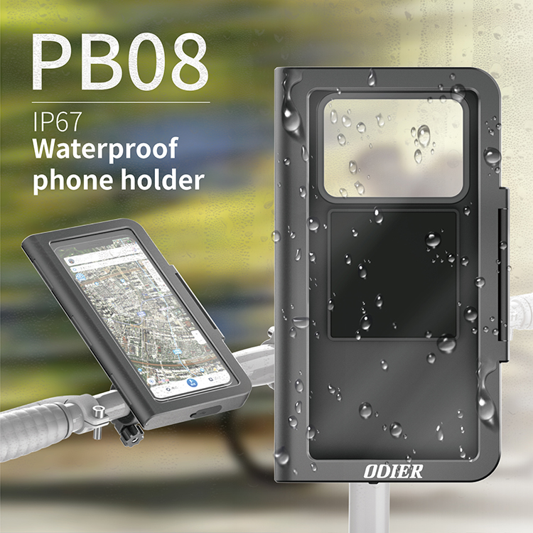ODIER ODM Portable ABS Phone Holder Waterproof Motorbike Car Cellphone Stand Electric Motor Bicycles Compatible Box Packaging detail