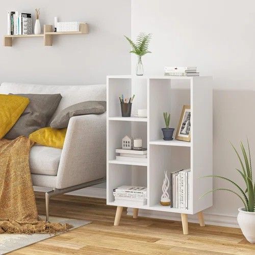 Contemporary 5-Cube Wooden Eco-Friendly Durable Bookshelves Panel Style for Home Office Living Room Workshop Modern Furniture detail