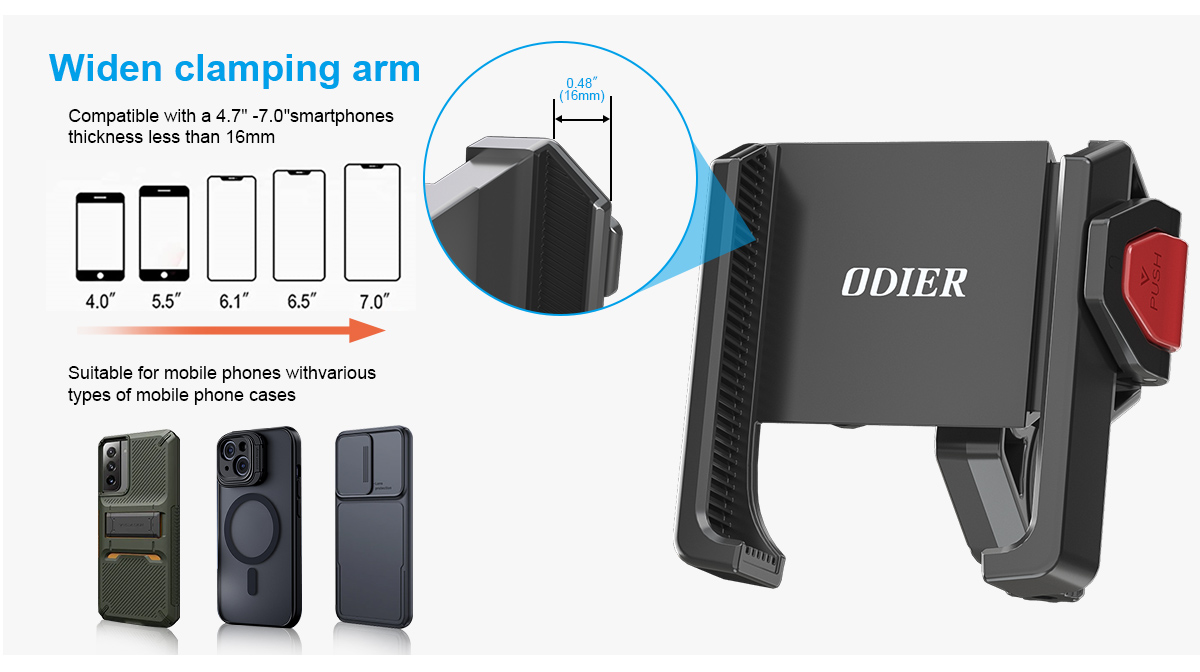 Portable 360 Degree Rotatable Phone Stand Flexible ABS Mobile Holder One-Key Release Compatible Big Size Phone Sports Motorbike detail