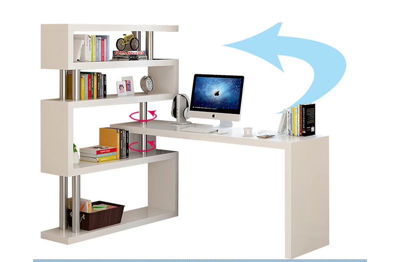 Modern Design Corner Bookshelf and Bookcase Integrated Desktop Computer and Student Writing Desk for Household Use product view