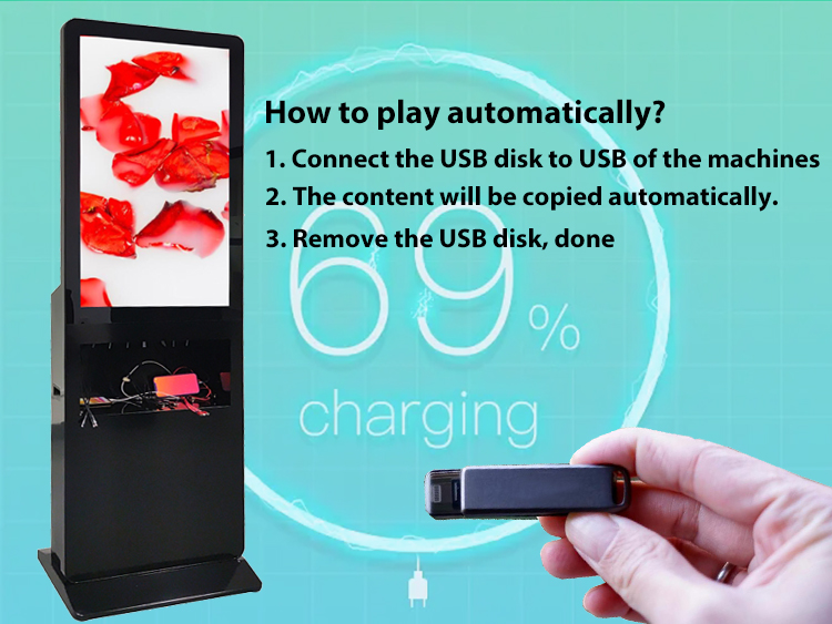 43 Inch Cellphone Smart Phone and Laptop Charging Kiosks Digital Signage for Events detail
