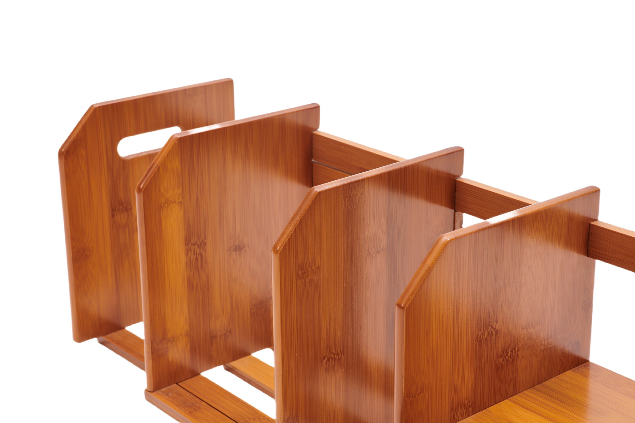 Modern Bamboo Wood Natural Color Desktop Organizer Bookshelf Storage Drawer Display Elegant Home Office Bookcase Cabinet product view