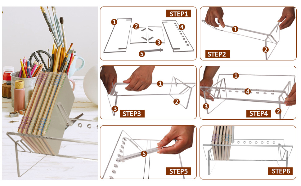 Modern Transparent Acrylic 5+ Tier Durable Curved Desktop Bookshelf Inclined Design for Small Book CD Magazine Display Storage detail