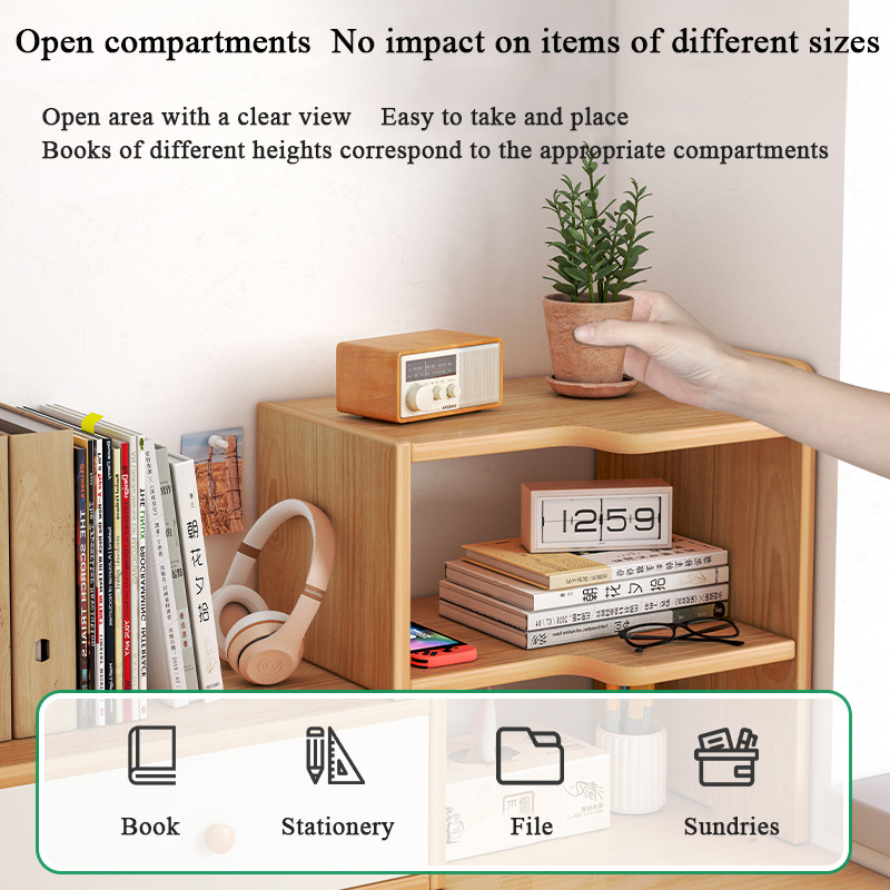 Customized Wholesale Wooden Study Office Desk Desktop Bookshelf Desktop Storage Rack White Multi-layer Small Storage Cabinet product view