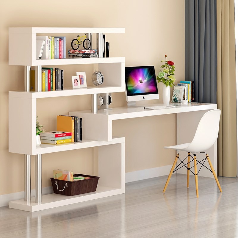 Modern Design Corner Bookshelf and Bookcase Integrated Desktop Computer and Student Writing Desk for Household Use detail