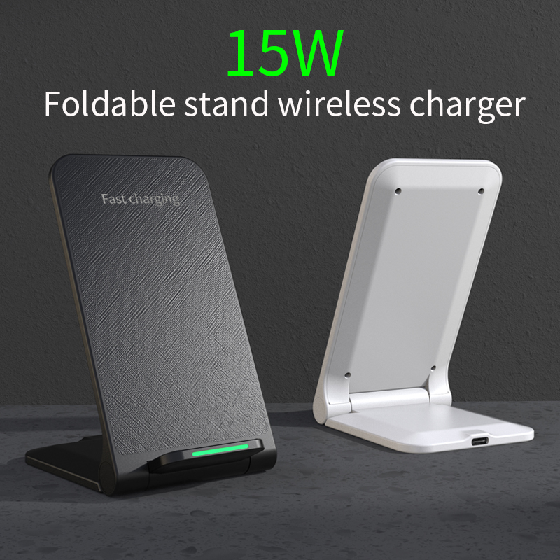 Foldable Wireless Charger Stand 15W Desktop Wireless Charger With Stand Function Wireless Charger Pad Fast Charging product view