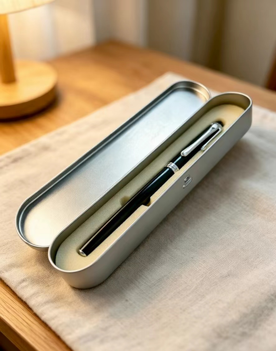 Oval Tin Box Eco-Friendly Recyclable Long Metal Pen Box Customized Logo Office Stationery & Business Gift Storage Wholesale detail
