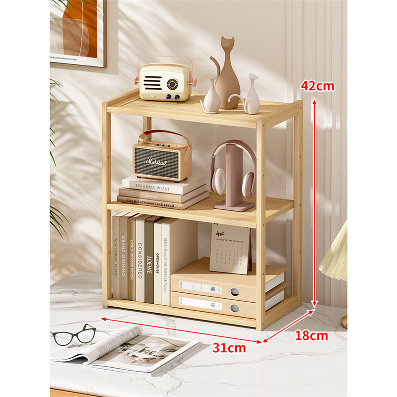 Desktop Organizers and Storage for Office, Freestanding Desktop Organizer Shelves 3 Layer Display Stand Shelf, Bamboo Bookcase product view