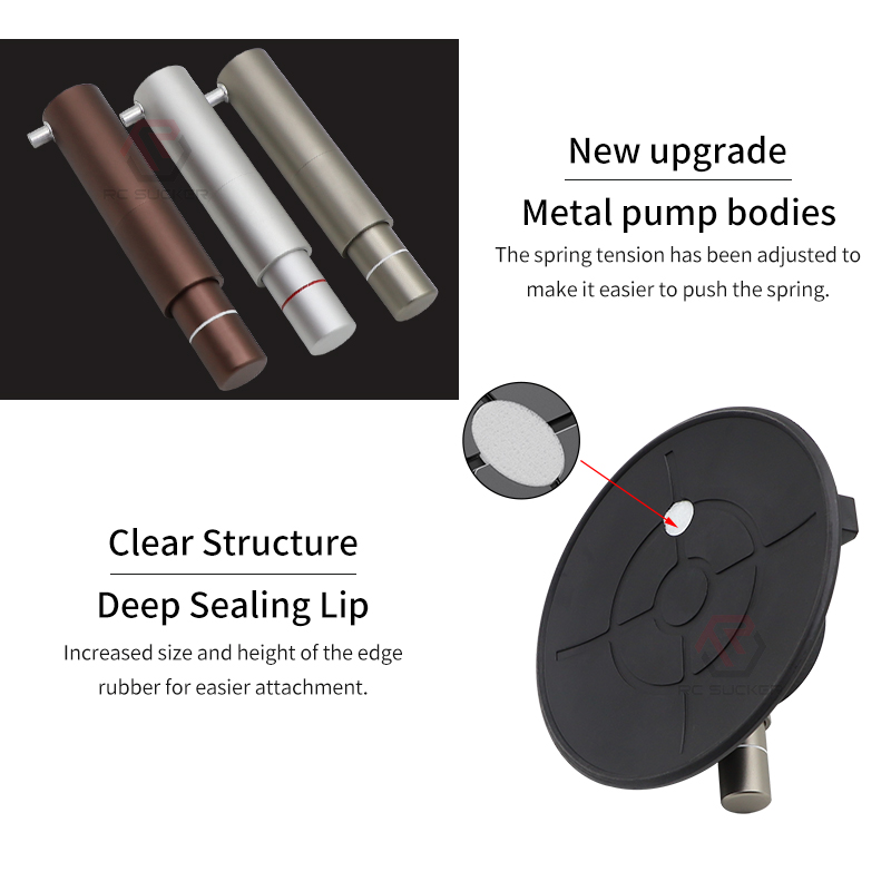 4.5 Inch Suction Cup Phone Holder Vacuum M6 M8 1/4"20 Metal Aluminium Hand Pump Strong Cups for Glass Marble Fixing Camera detail