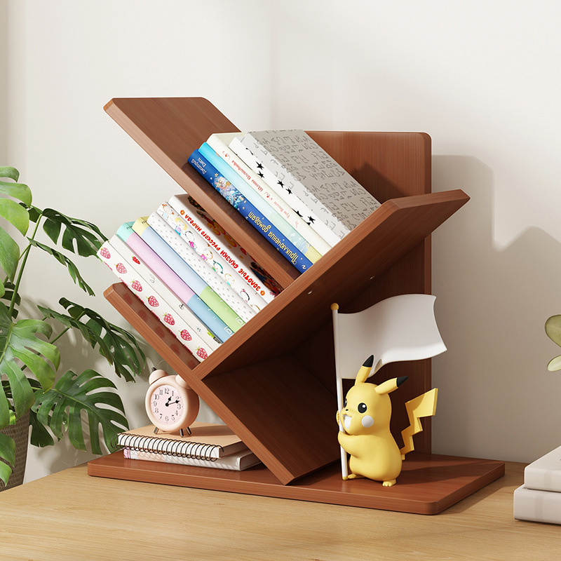 Best Seller Bamboo Simple Desktop Book Shelf Multilayer Organizer Storage Racks Small Bookshelf for Students and Kids detail