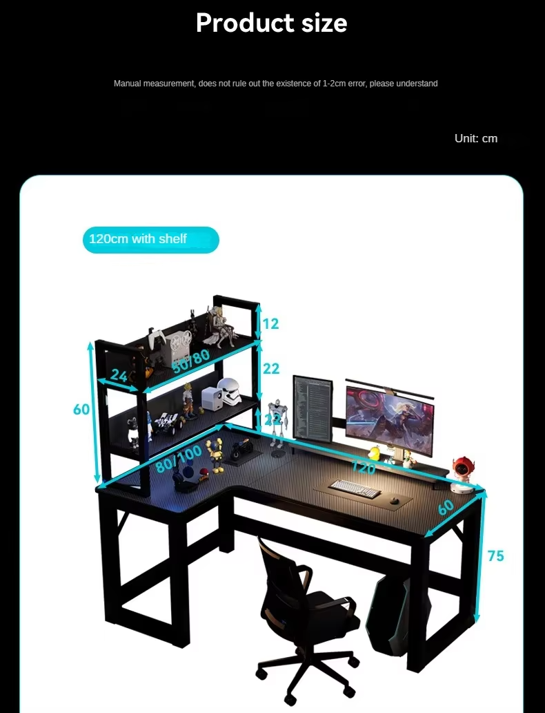 Professional Corner E-Sports Computer Desktop Home Bookshelf Combination for Bedroom/Office with Game Desk detail