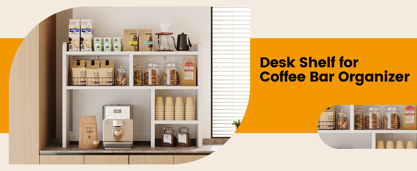 Factory Direct Custom Service MDF 4-Tier Desktop Hutch Panel Countertop Shelf Bookcase with Desktop Storage Organizer Rack detail