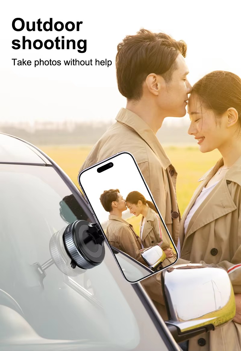 Foldable Suction Cup Magnetic Phone Mount 360° Adjustable Vacuum Flexible Magnetic Phone Holder for Car/Gym/Mirror Wall detail