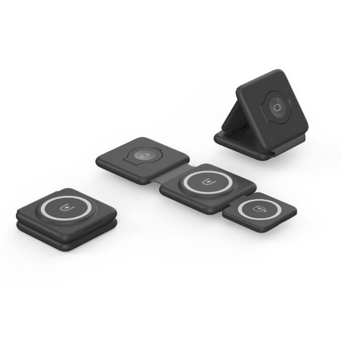 15W Quick Charging Phone Stand USB Port 5-in-1 Zinc Alloy Multi-Function Magnetic Wireless Charger Holder Mobile Phone Earphone detail