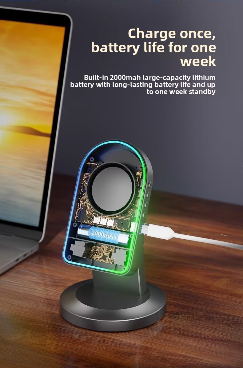2 in 1 Induction Mobile Phone Holder Button HD Sound Phone Stand Ambient Light Non-Slip Wireless BT Speaker Stand Desktop detail