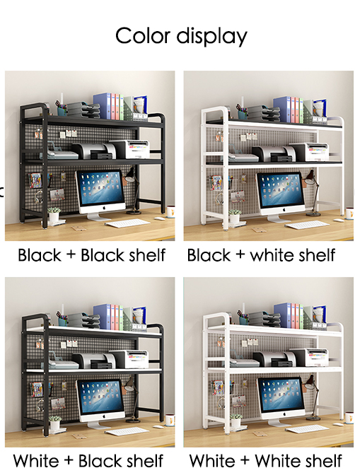 Custom Desktop Bookshelf With Grid Storage Shelves Desktop Multilayer Shelves Student Computer Desk Rack Bookcase detail