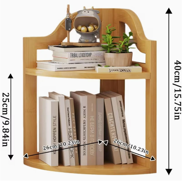 Bamboo Modern Eco-friendly Desktop Bookshelf Three-Layer Storage Corner Rack for Living Room Space-Saving Bookcase product view