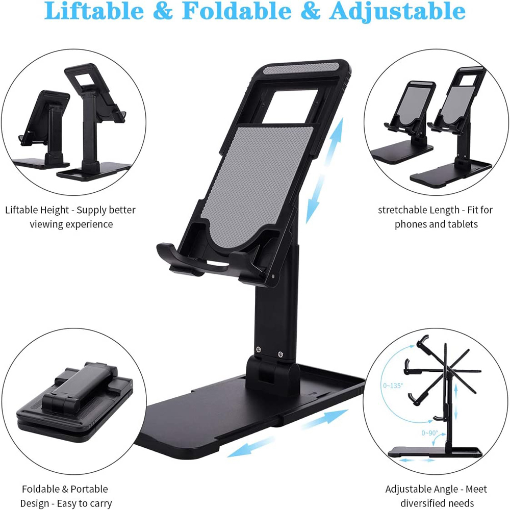 Dual Folding Cell Phone Stand Fully Adjustable Foldable Desktop Phone Holder Cradle Dock for Phone 14 13 12 11 Pro product view