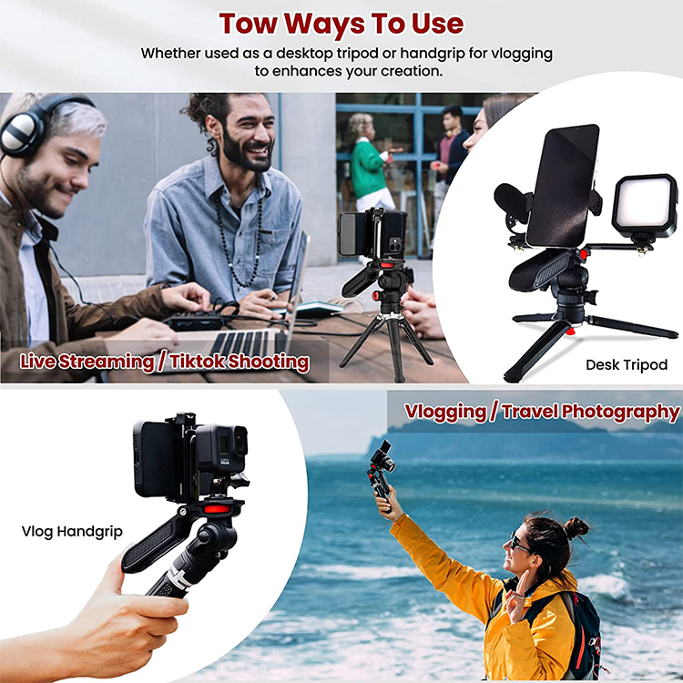 Goocong OEM Professional Universal Fluid Head Stable Smartphone Camera Tripod Stand detail