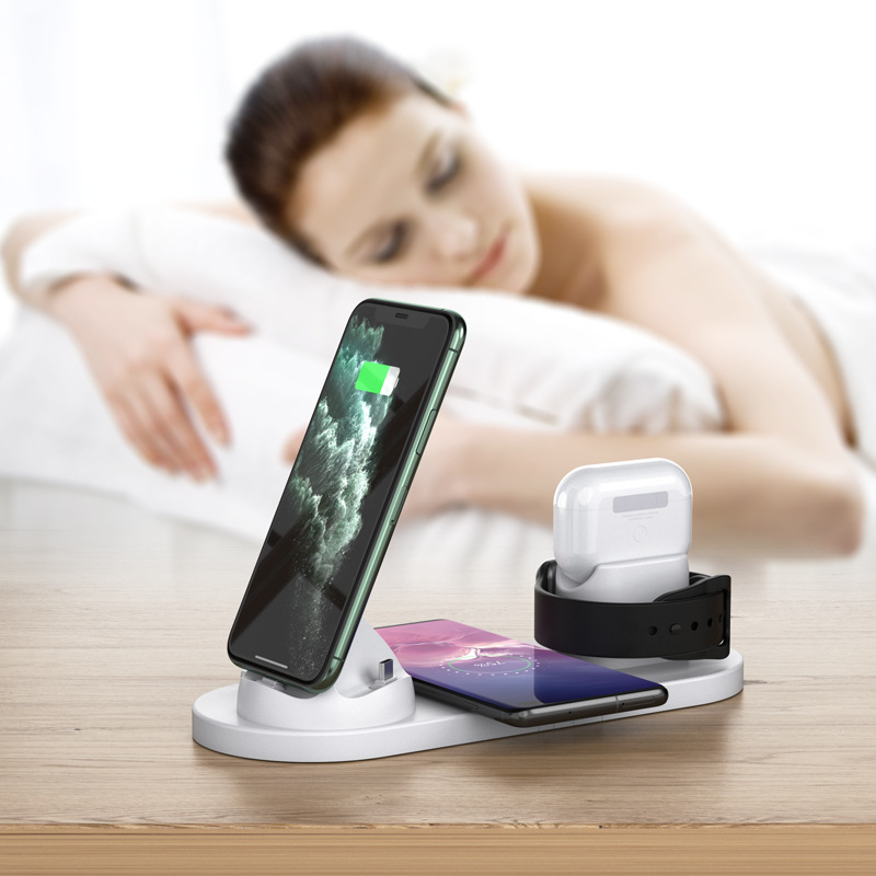 Tabletop Fast Charging 4 6 in 1 Rotate Stand Phone Holder Charge Dock Universal Wireless Charger for iPhone Apple Watch Samsung product view