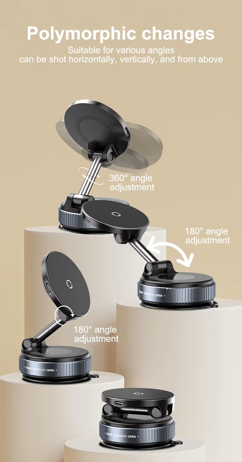 Foldable Suction Cup Magnetic Phone Mount 360° Adjustable Vacuum Flexible Magnetic Phone Holder for Car/Gym/Mirror Wall detail